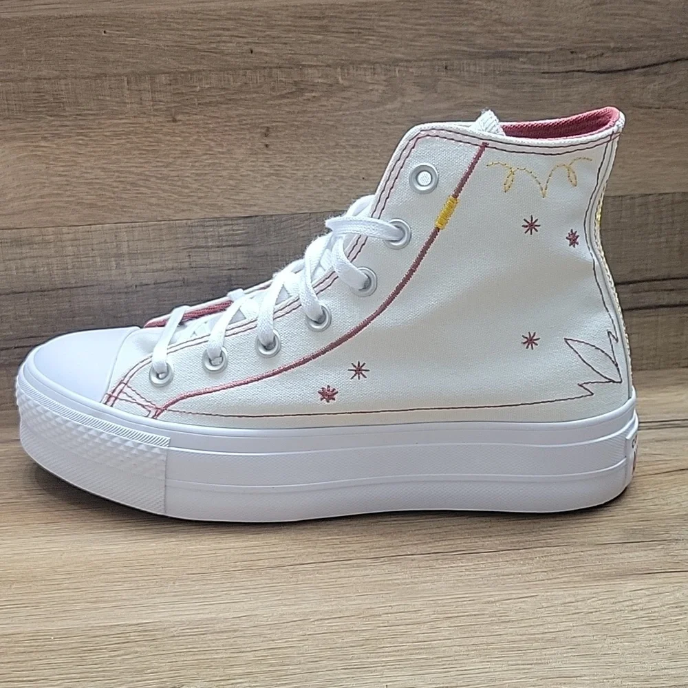 Converse Women's White and Red High-Top Sneakers
